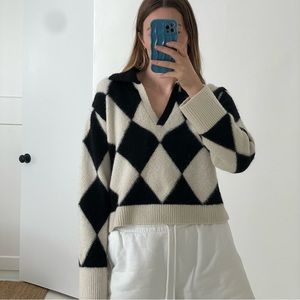 Gently used & Other Stories cropped checkerboard polo collar sweater | Size M